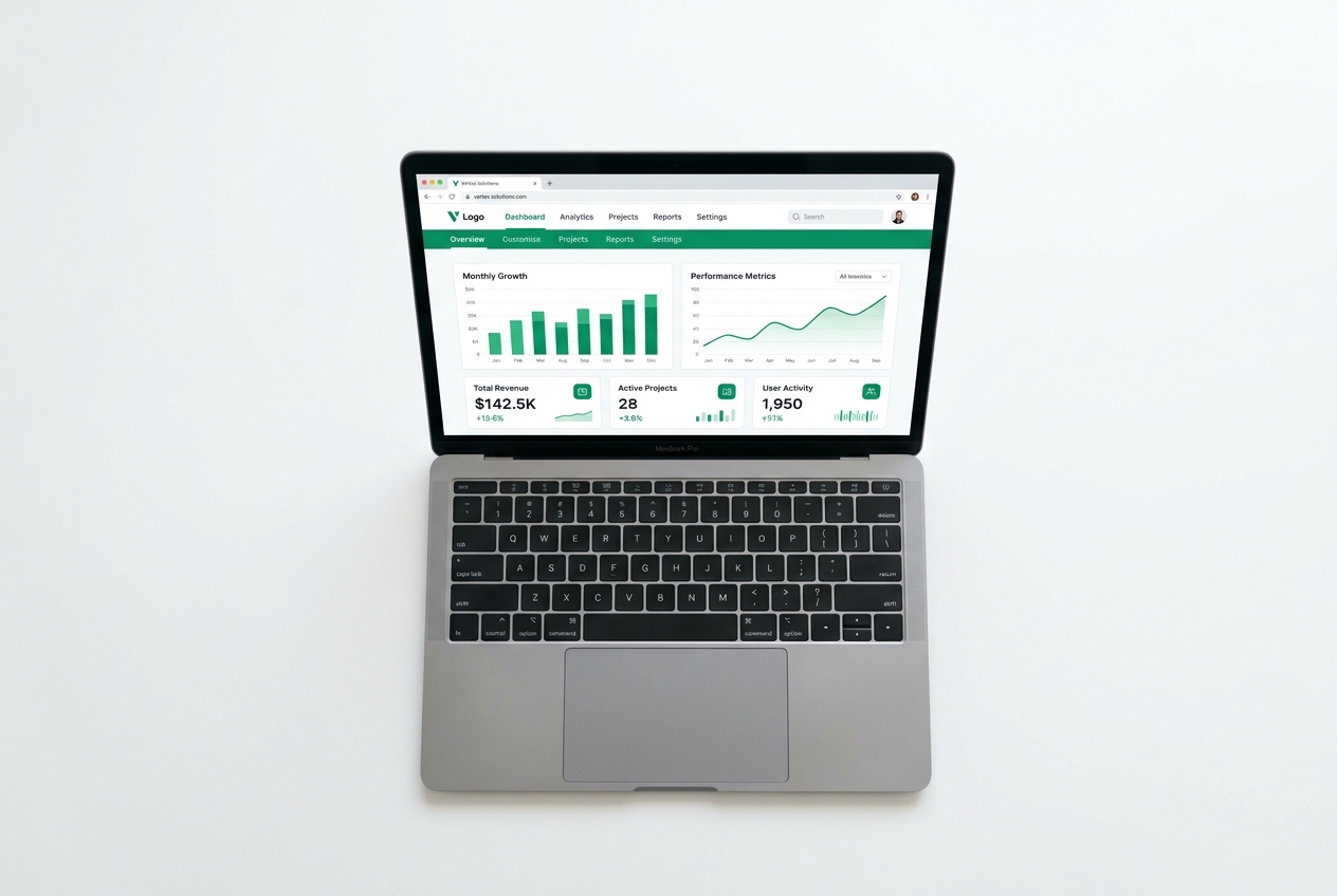 Web development – laptop showing clean dashboard UI